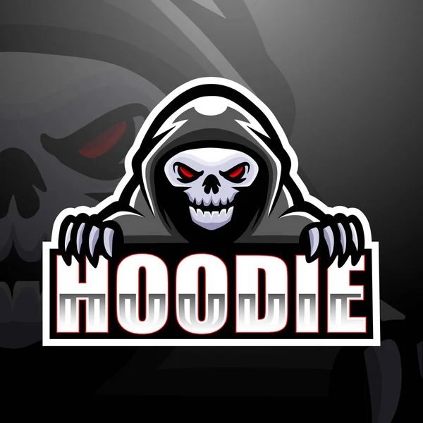 Vector Illustratie Van Hooded Schedel Mascotte Esport Logo Ontwerp — Stockvector