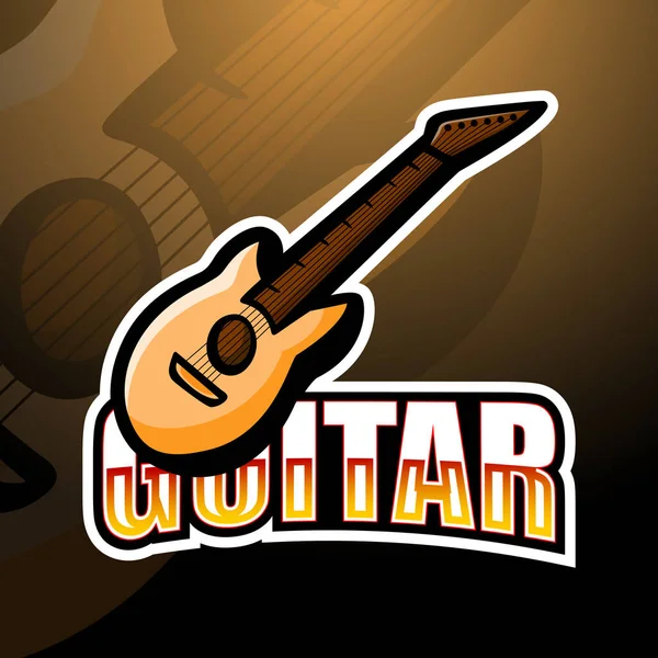 Vector Illustration Cartoon Guitar Mascot Logo Design — Stock Vector
