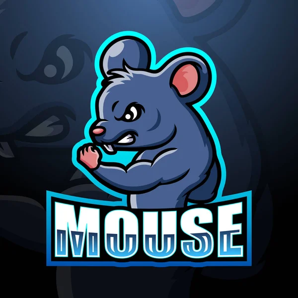 Ilustração Vetorial Design Logotipo Mascote Mouse Esport —  Vetores de Stock