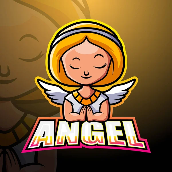 Ilustração Vetorial Angel Mascote Esport Logotipo Design — Vetor de Stock