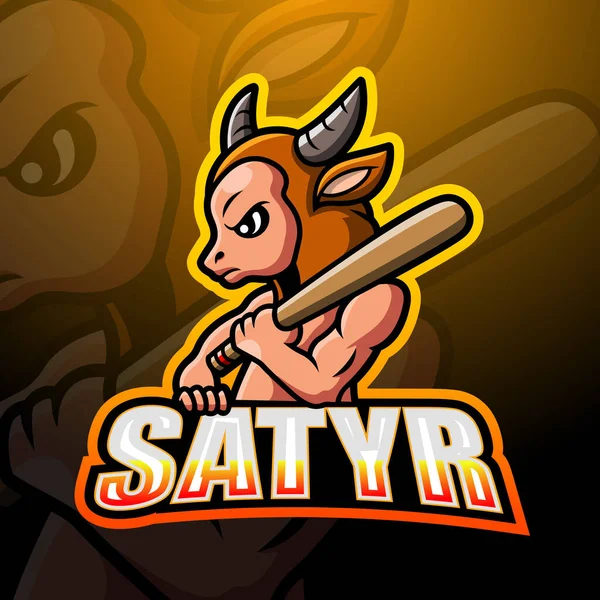 Vector Illustratie Van Satyr Mascotte Esport Logo Ontwerp — Stockvector