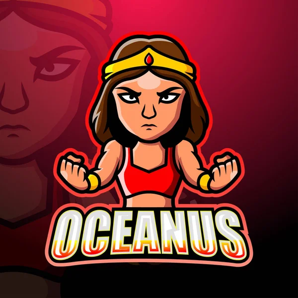 Ilustración Vectorial Del Diseño Del Logo Oceanus Mascot Esport — Vector de stock