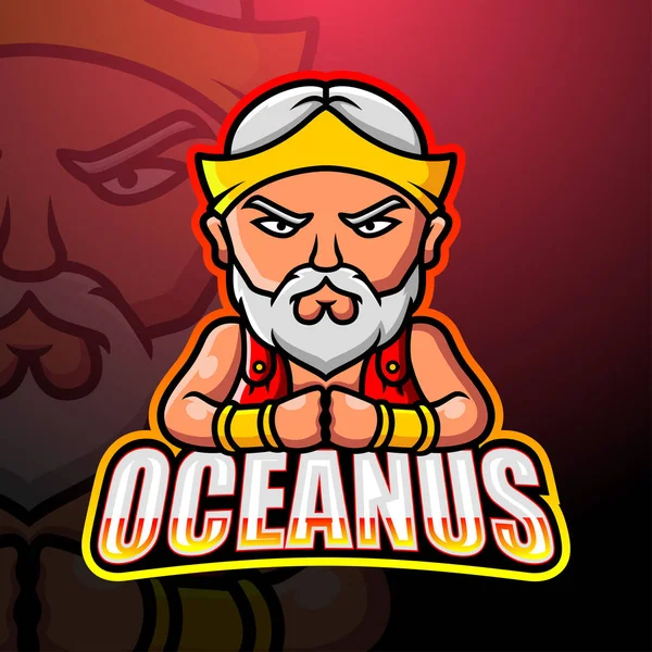 Oceanus吉祥物图标设计的矢量图解 — 图库矢量图片