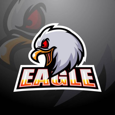 Kartal başlı maskot esport logo tasarımının vektör çizimi