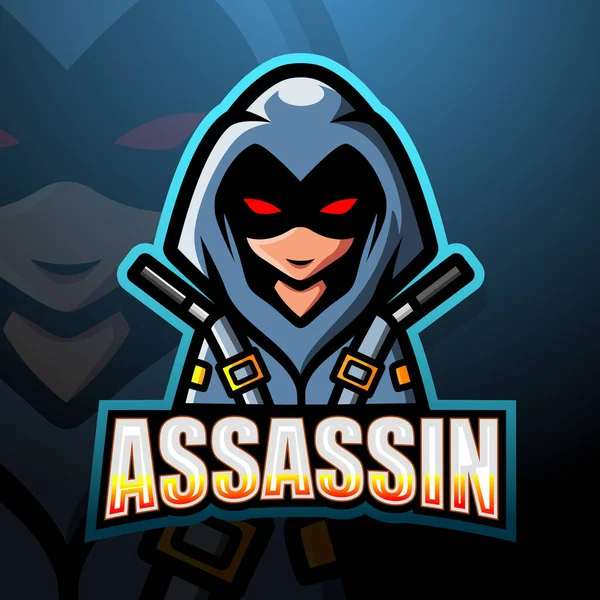 Vektor Illustration Assassin Maskot Esport Logotyp Design — Stock vektor