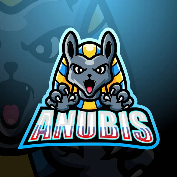 Illustrazione Vettoriale Del Design Del Logo Esport Della Mascotte Anubis — Vettoriale Stock