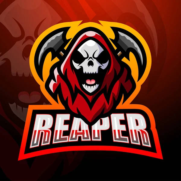 Vektor Illusztrációja Reaper Koponya Kabala Esport Logó Design — Stock Vector