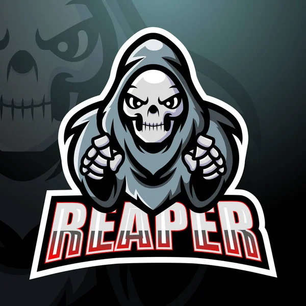 Vektor Illusztrációja Reaper Koponya Kabala Esport Logó Design — Stock Vector