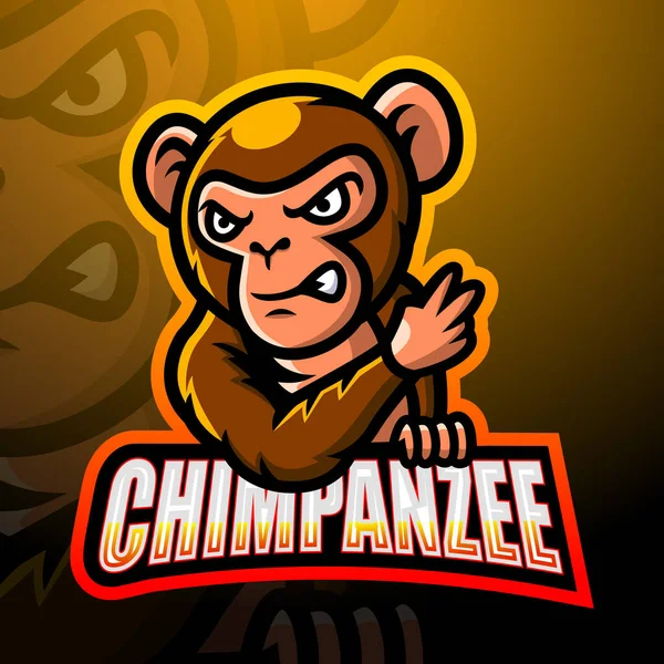 Vector Illustratie Van Chimpansee Mascotte Esport Logo Ontwerp — Stockvector