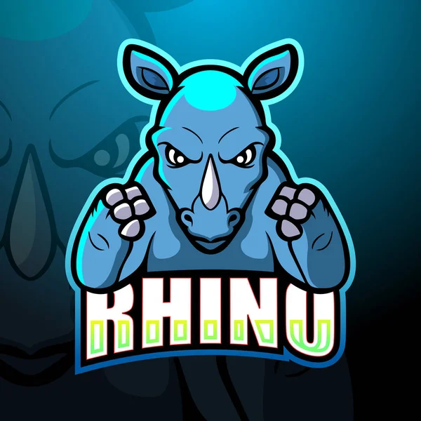 Ilustración Vectorial Del Diseño Del Logotipo Esport Mascota Rhino — Vector de stock