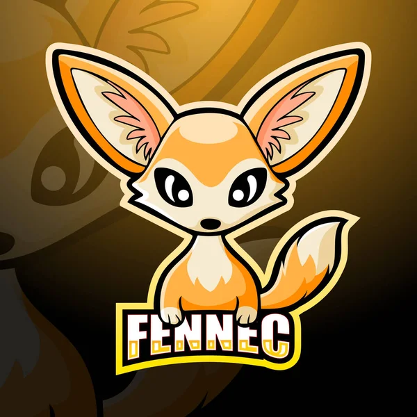 Fennec狐マスコットのベクトルイラスト Esport Logos Design — ストックベクタ