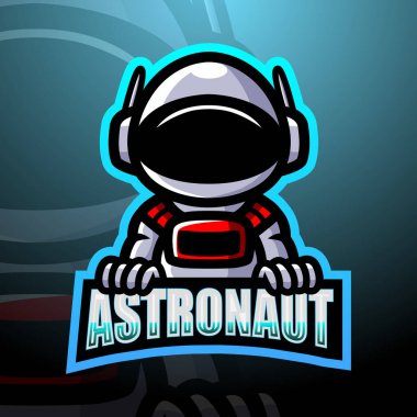 Astronot maskot esport logo tasarımının vektör illüstrasyonu