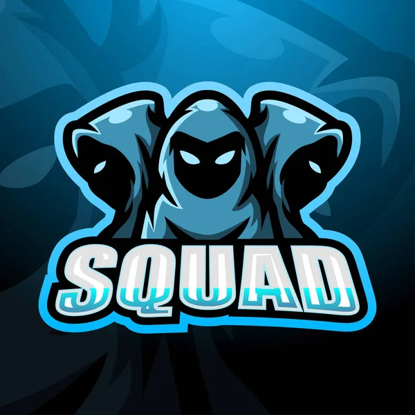 Ilustración Vectorial Ninja Squad Esport Logo Design — Archivo Imágenes Vectoriales