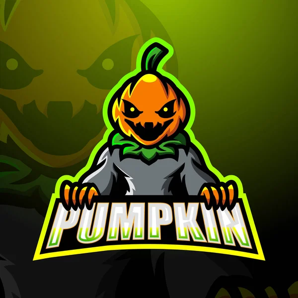 Vector Illustratie Van Halloween Pompoen Mascotte Esport Logo Ontwerp — Stockvector