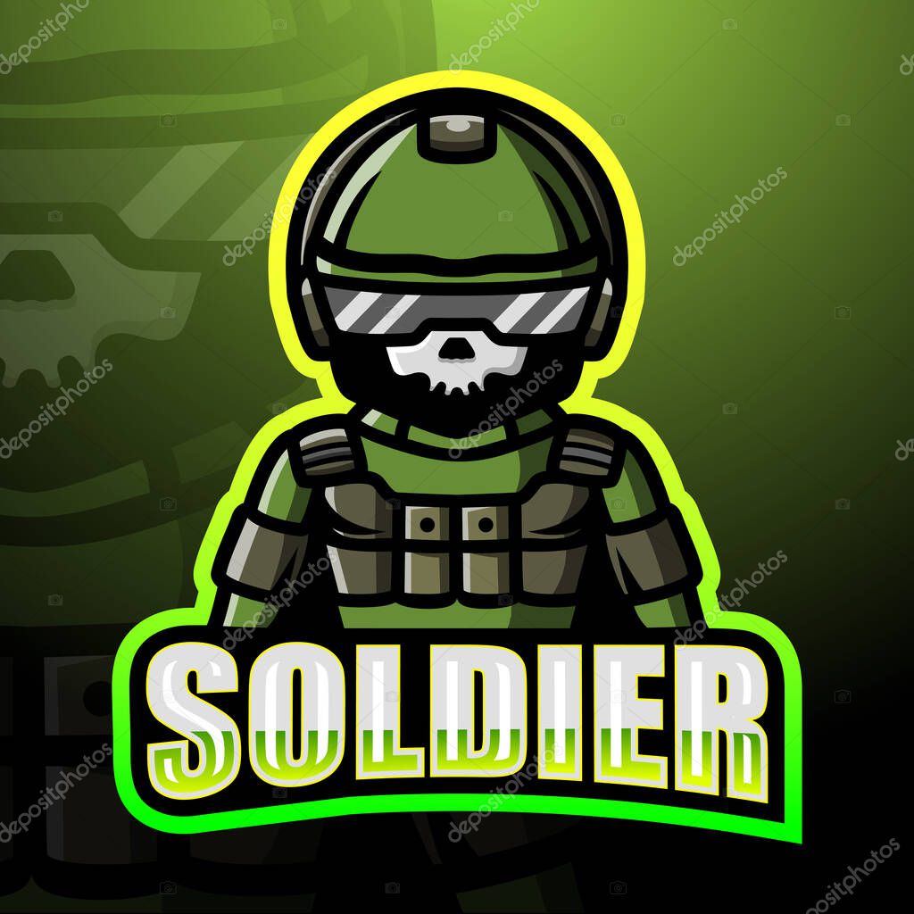 Vector illustration of Soldier mascot esport logo design