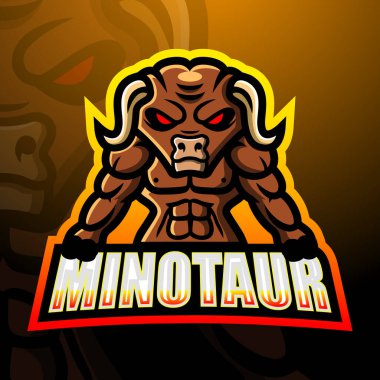 Minotaur maskot esport logo tasarımının vektör illüstrasyonu