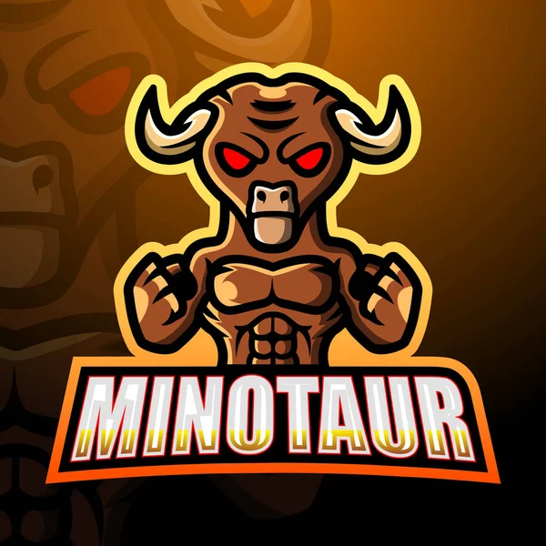 Minotaur吉祥物Esport标志设计的矢量图解 — 图库矢量图片