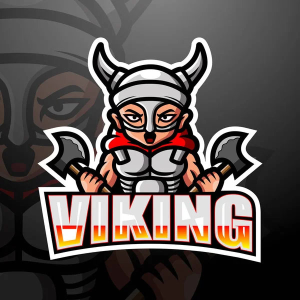 Vector Illustratie Van Viking Mascotte Esport Logo Ontwerp — Stockvector