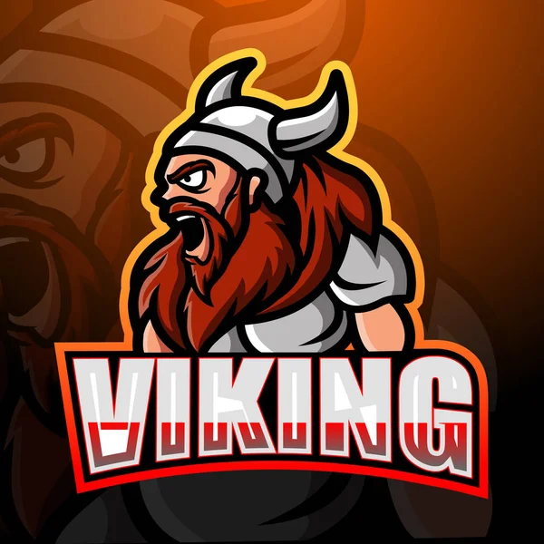 Vektorillustration Viking Maskot Esport Logo Design — Stock vektor