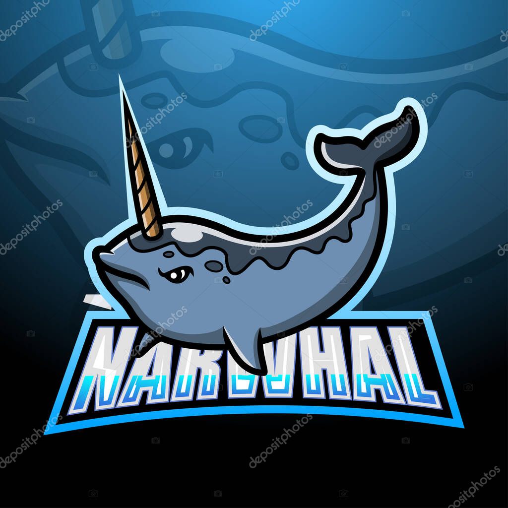 Vector illustration of Narwhal mascot esport logo design