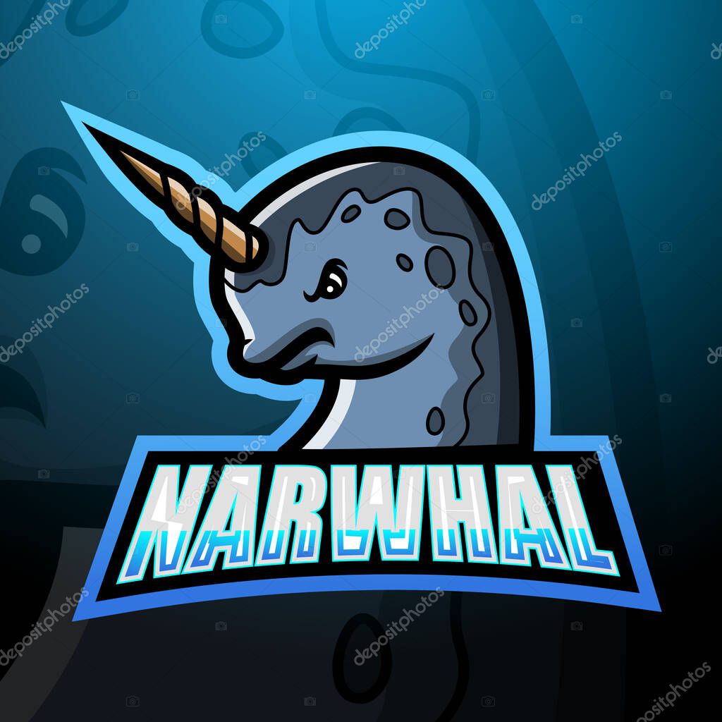 Vector illustration of Narwhal mascot esport logo design