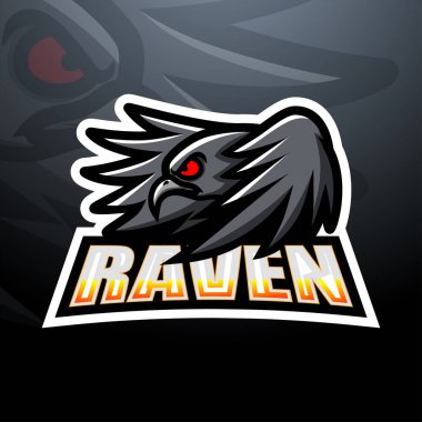 Raven Esport maskot logosunun vektör çizimi