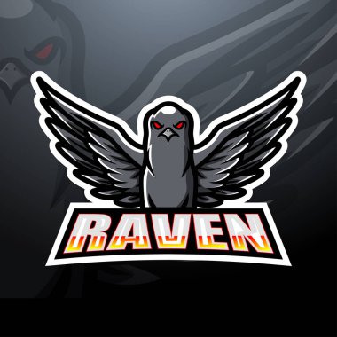 Raven Esport maskot logosunun vektör çizimi