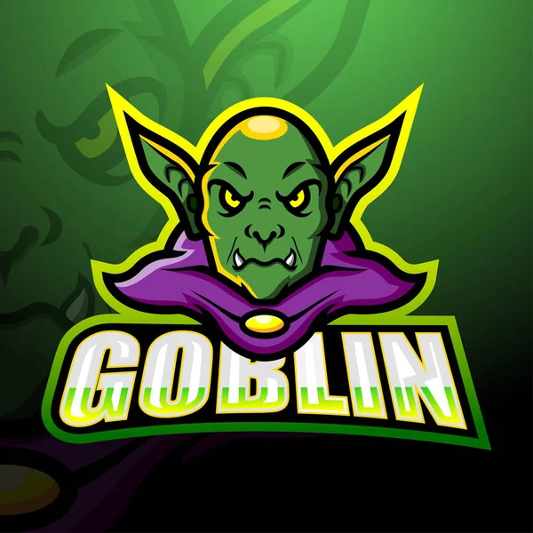 Vector Illustratie Van Green Goblin Mascotte Esport Logo Ontwerp — Stockvector