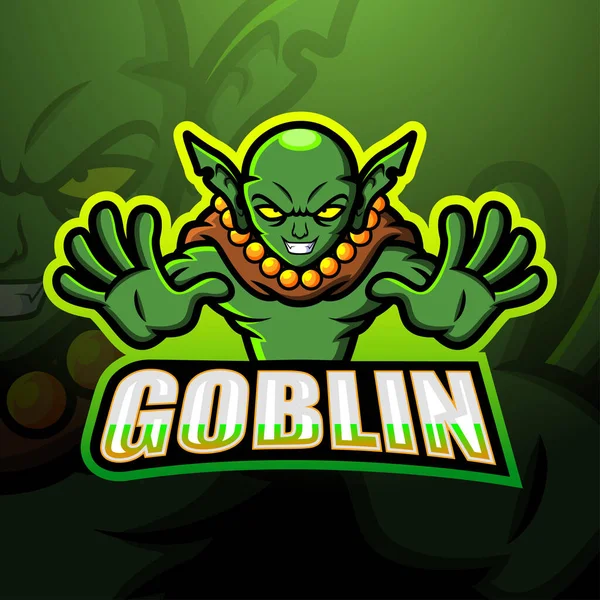 Yeşil Goblin Maskot Esport Logo Tasarımının Vektör Çizimi — Stok Vektör