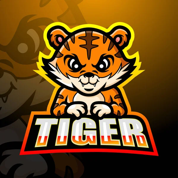 Illustration Vectorielle Mascotte Tigre Esport Logo Design — Image vectorielle