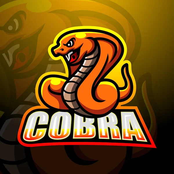 Illustrazione Vettoriale Del Design Del Logo Esport Della Mascotte Cobra — Vettoriale Stock