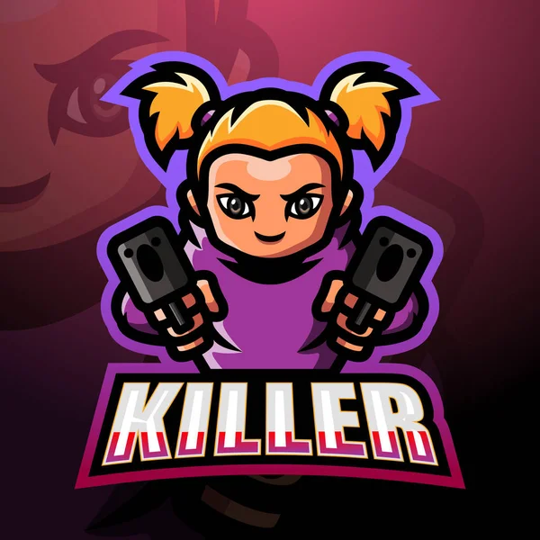 Vector Illustratie Van Killer Mascotte Esport Logo Ontwerp — Stockvector