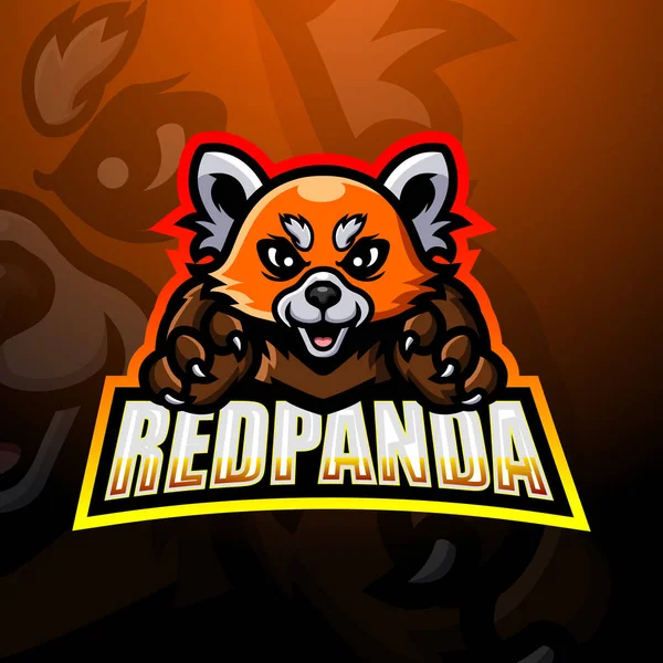 Ilustração Vetorial Design Logotipo Esport Mascote Panda Vermelho —  Vetores de Stock