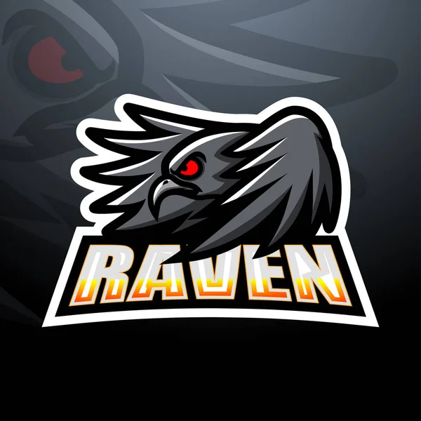 Vektor Illustration Raven Esport Maskot Logotyp Design — Stock vektor