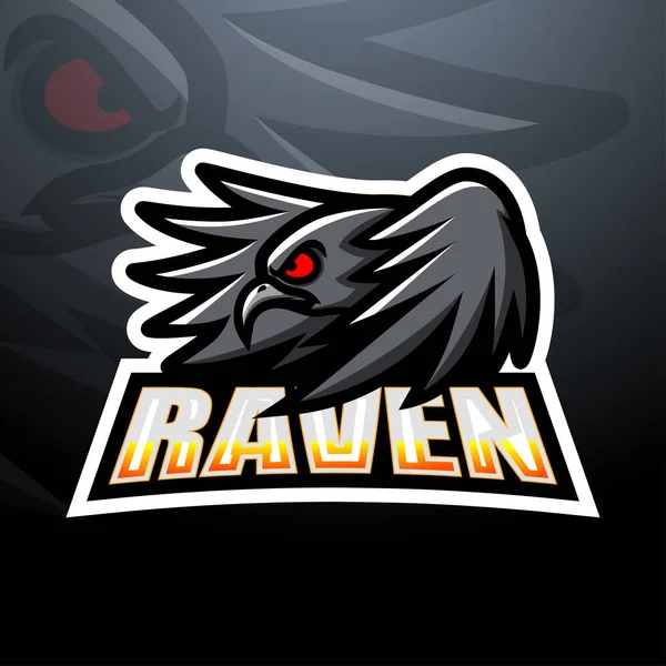 Raven Esport Maskot Logosunun Vektör Çizimi — Stok Vektör