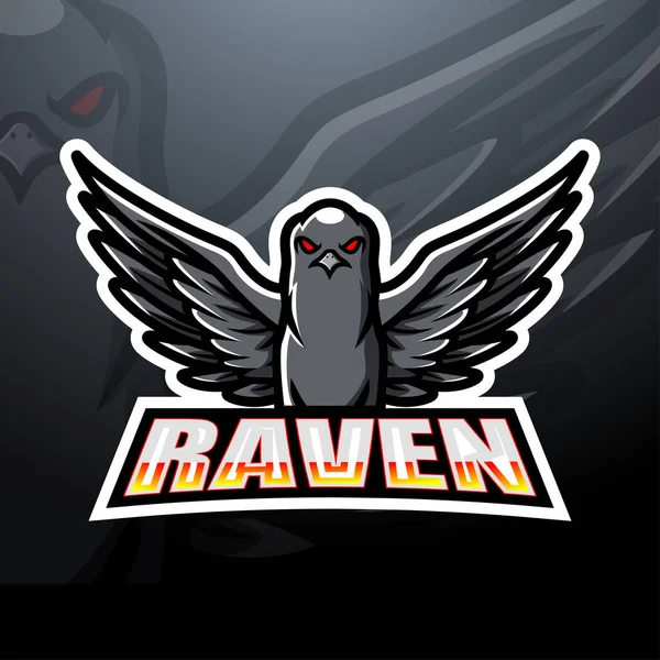 Raven Esport Maskot Logosunun Vektör Çizimi — Stok Vektör