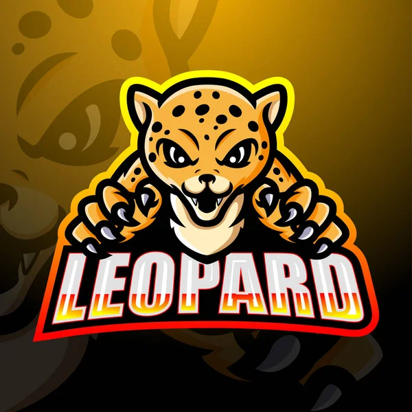 Leopar Esport Maskot Logosu Tasarımının Vektör Illüstrasyonu — Stok Vektör