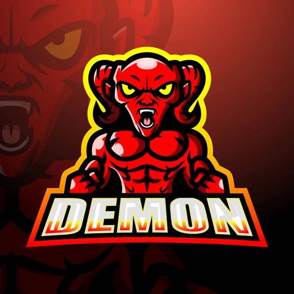 Ilustración Vectorial Del Diseño Del Logotipo Esport Mascota Del Demonio — Vector de stock