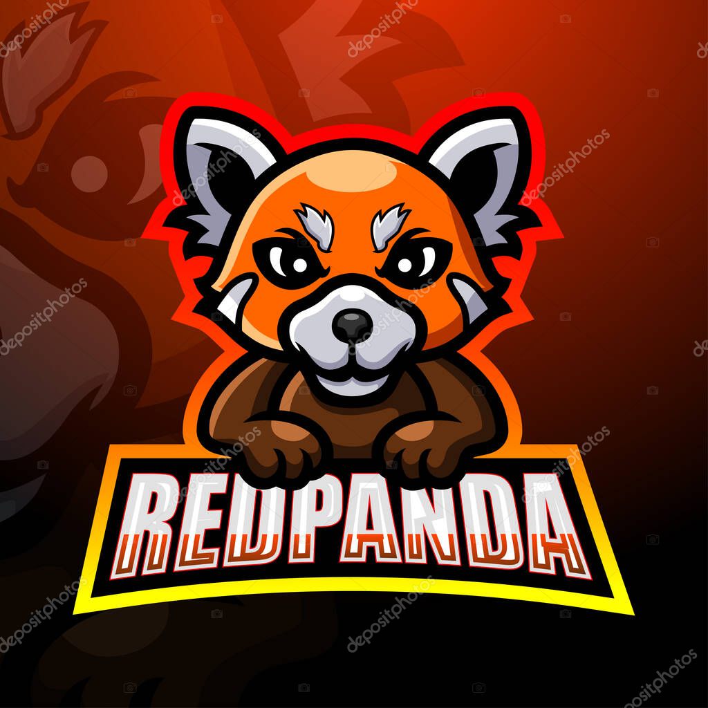 Vector illustration of Red panda mascot esport logo design