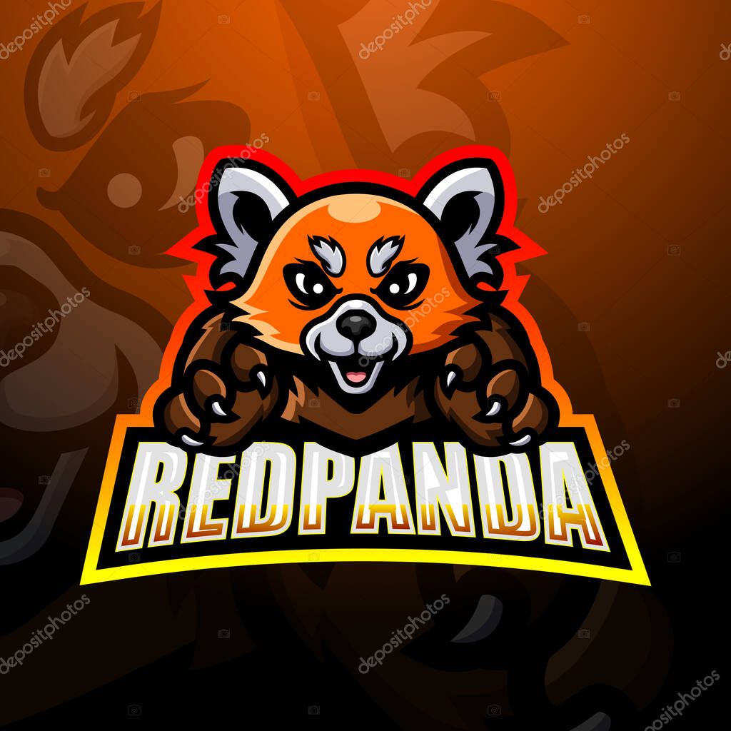 Vector illustration of Red panda mascot esport logo design