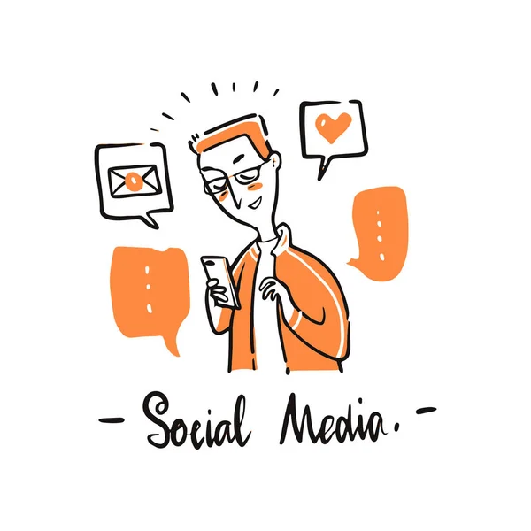 Man Social Media — Stock Vector