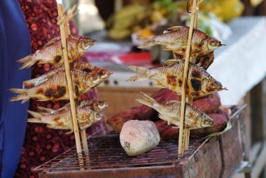 Fish için yakın çekim fotoğrafı markette ızgara görüntüsü