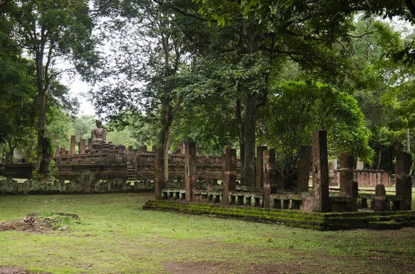 Ver Paisaje Estatua Buddha Wat Phra Sing Edificio Antiguo Ruinas — Foto de Stock