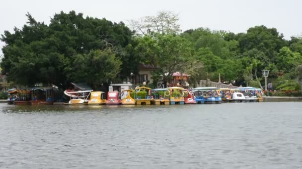 Weergave Landschap Peddel Boot Van Tuin Zhongshan Park Shantou Stad — Stockvideo