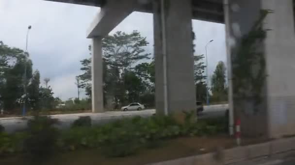 Vista Fianco Strada Del Paesaggio Paesaggio Urbano Shantou Dal Taxi — Video Stock