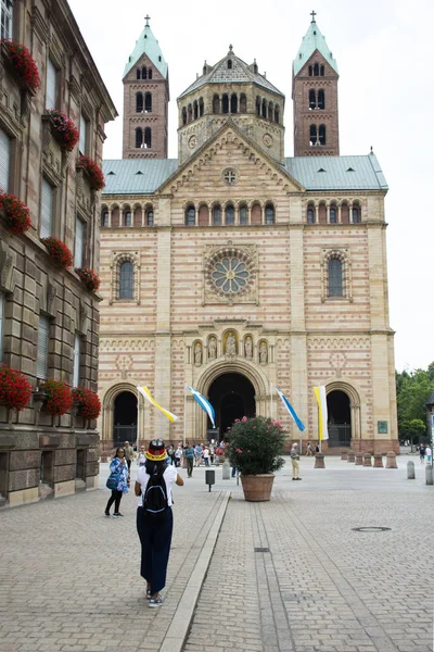 August 2017 Besuchten Deutsche Und Ausländische Spaziergänger Den Speyerer Dom — Stockfoto