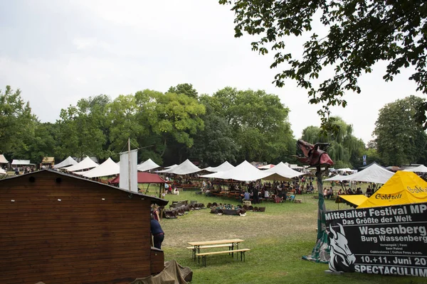 Německé Cestující Lidé Navštěvují Připojit Retro Akcí Festivalu Evropy Domgarten — Stock fotografie