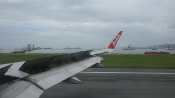 Hong Kong China September Airbus Landung Auf Landebahn Für Chinesische — Stockvideo