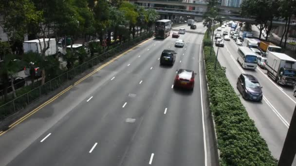 Hong Kong China September Verkeer Wegnaar Met Chinese Mensen Station — Stockvideo