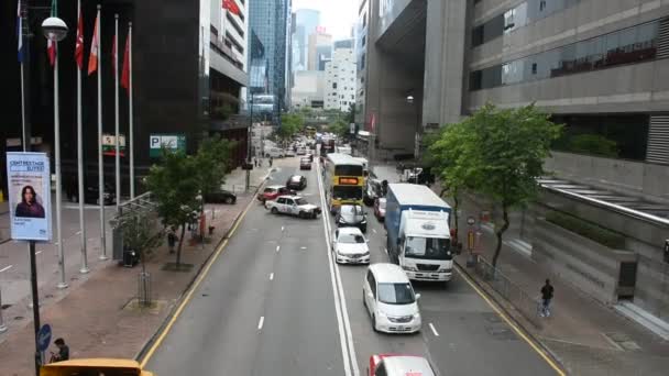 Hong Kong China Setembro Estrada Trânsito Com Pessoas Chinesas Dirigem — Vídeo de Stock